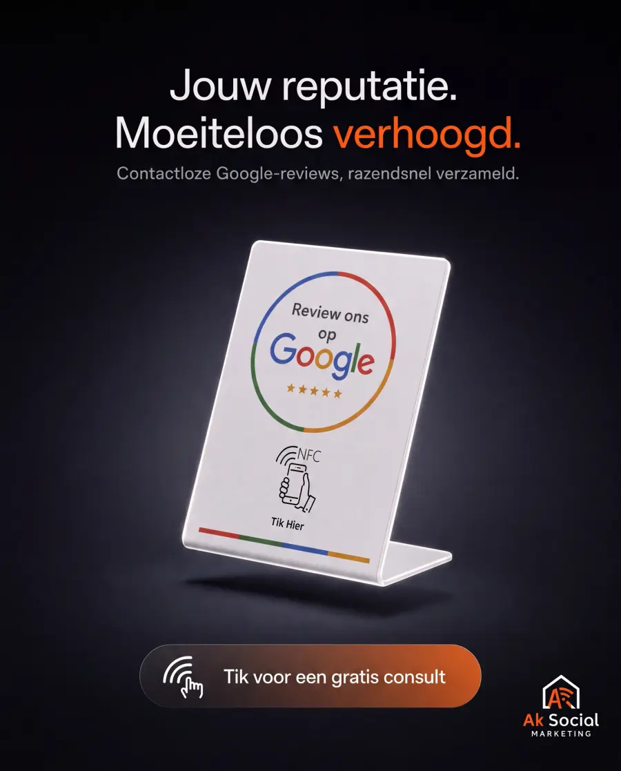 NFC Google review-standaard van AK Social Marketing